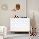 Oliver Furniture Wood Kommode mit 3 Schubladen Weiß/Eiche