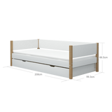 FLEXA Popsicle bunk bed with straight ladder Oak/Blueberry 90x200 cm