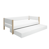 FLEXA Popsicle bunk bed with straight ladder Oak/Blueberry 90x200 cm