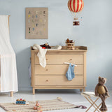 Oliver Furniture Wood Wickelplatte groß für Kommode mit 3 Schubladen Eiche