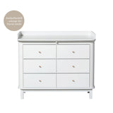 Oliver Furniture Wood Chest of 6 Drawers White + Changing Board Large