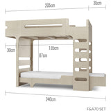 Rafa-kids F-Stockbett Schwarzes Laminat 90x200 cm