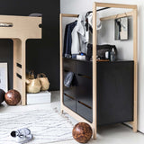 Rafa-kids H-Kommode mit 8 Schubladen und Kleiderstange Schwarz