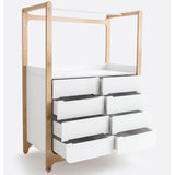 Rafa-kids H-Kommode mit 8 Schubladen und Kleiderstange Weiß