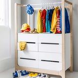 Rafa-kids H-Kommode mit 8 Schubladen und Kleiderstange Weiß