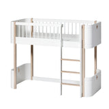 Oliver Furniture Wood Mini+ halbhohes Hochbett Mini Weiß/Eiche 68x162 cm