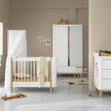 Oliver Furniture Wood Mini+ Babybett exkl. Umbauset Juniorbett Weiß/Eiche 68x122 cm