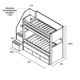 Muba Bespoke Etagenbett Movil XL mit Stauraumtreppe, Schubladen und Ausziehbett 90x200 cm