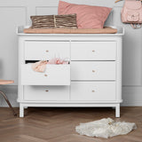 Oliver Furniture Wood Kommode mit 6 Schubladen Weiß + Wickelplatte groß