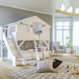 Mathy by bols hut bunk bed with slide Pine wood + MDF