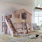 Mathy by bols hut bunk bed with slide Pine wood + MDF
