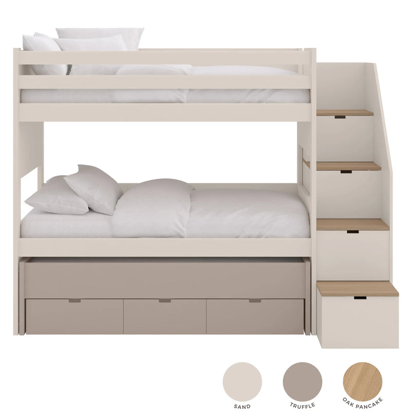 Muba Bespoke Etagenbett Movil XL mit Stauraumtreppe, Schubladen und Ausziehbett 90x200 cm