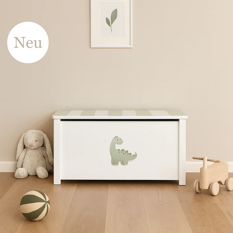 Isle of dogs Design Spielzeugkiste Weiss und Handbemalt