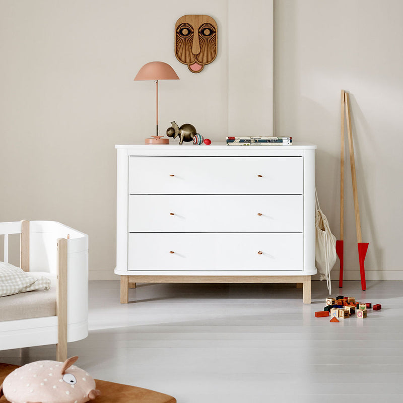 Oliver Furniture Wood Kommode mit 3 Schubladen Weiß/Eiche