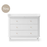 Oliver Furniture Wood Kommode mit 3 Schubladen Weiß + Wickelplatte groß