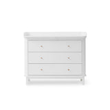 Oliver Furniture Wood Kommode mit 3 Schubladen Weiß + Wickelplatte groß