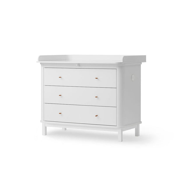 Oliver Furniture Wood Kommode mit 3 Schubladen Weiß + Wickelplatte groß