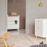 Oliver Furniture Wood Kommode mit 3 Schubladen Weiß/Eiche + Wickelplatte groß