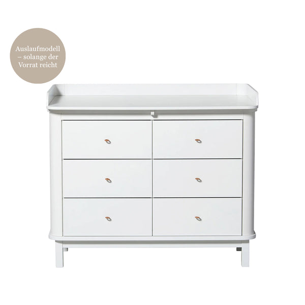 Oliver Furniture Wood Kommode mit 6 Schubladen Weiß + Wickelplatte groß