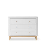 Oliver Furniture Wood Kommode mit 3 Schubladen Weiß/Eiche + Wickelplatte groß