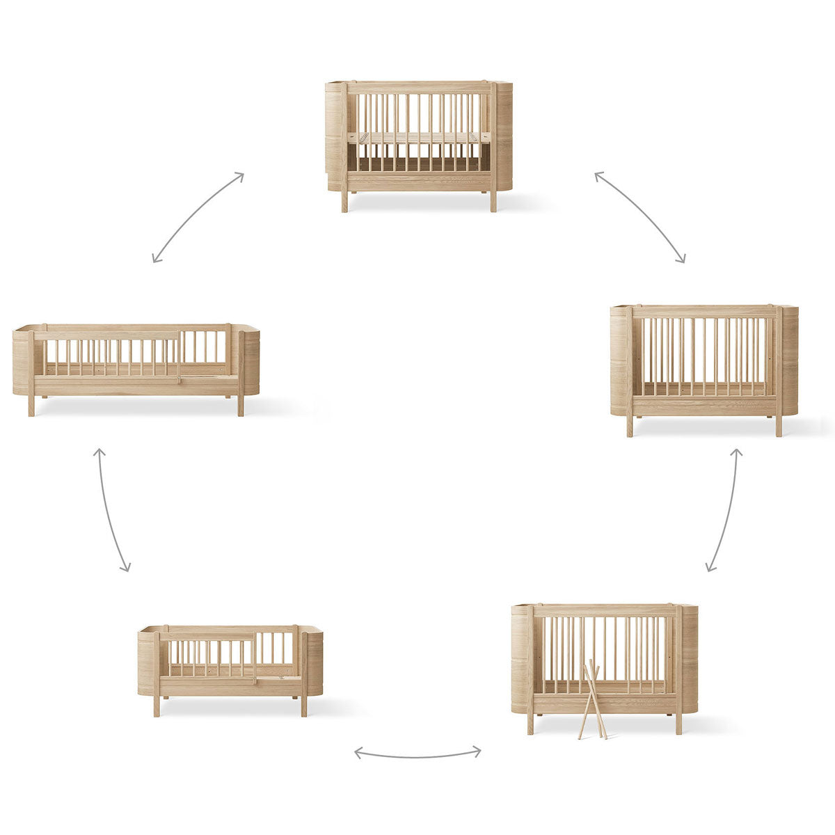 Oliver Furniture Wood Mini+ Babybett inkl. Umbauset Juniorbett Eiche 6