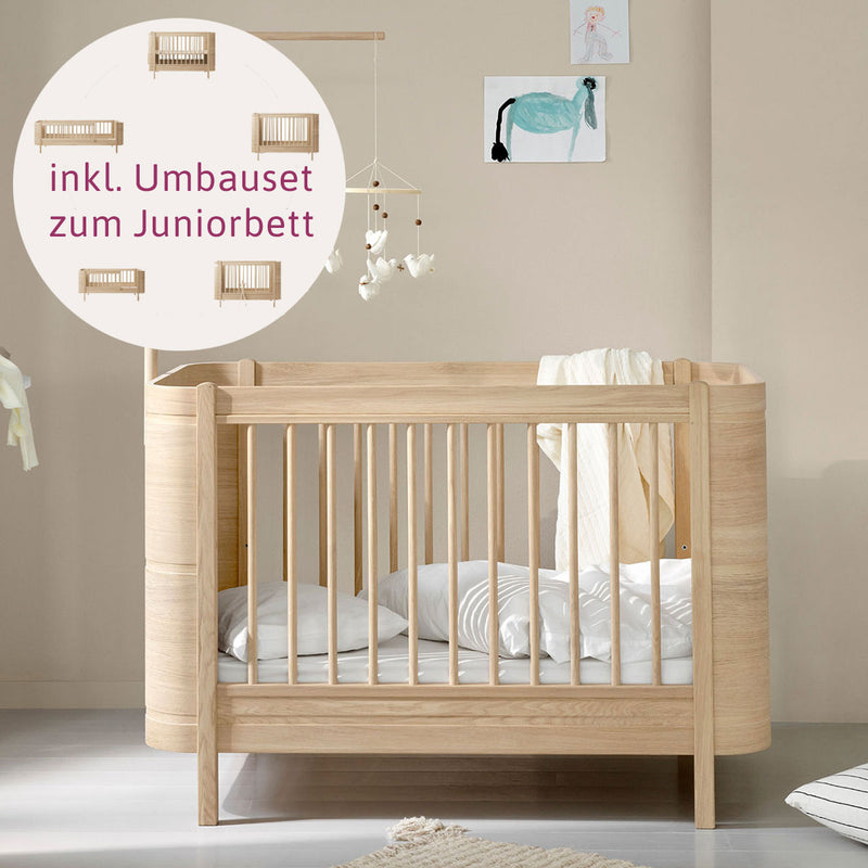 Oliver Furniture Wood Mini+ Babybett inkl. Umbauset Juniorbett Eiche 68x122 cm