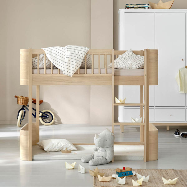 Oliver Furniture Wood Mini+ halbhohes Hochbett Eiche 68x162 cm