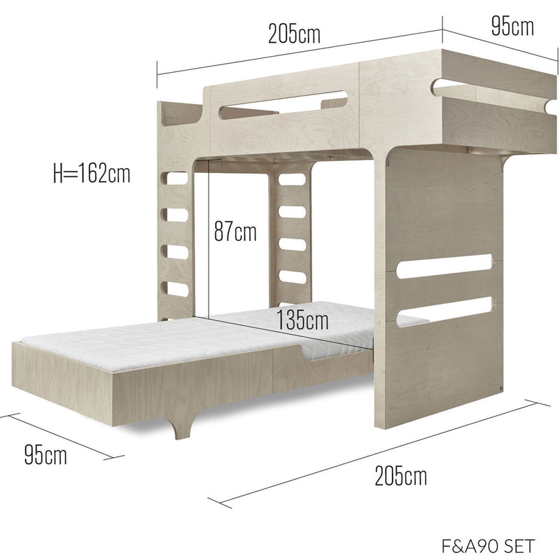 Rafa-kids F-Stockbett Schwarz 90x200 cm