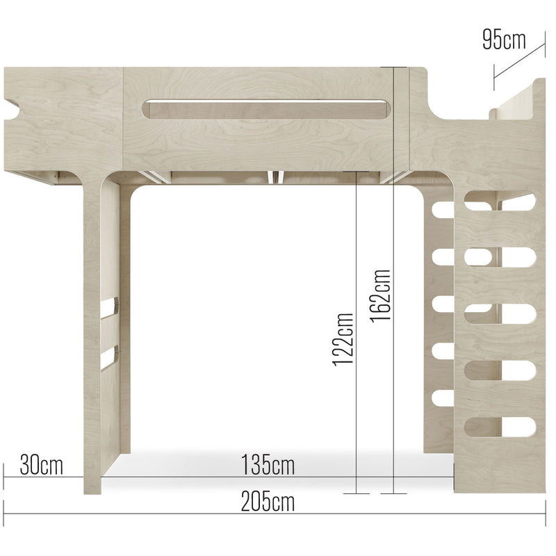 Rafa-kids F-loft bed birch 90x200 cm