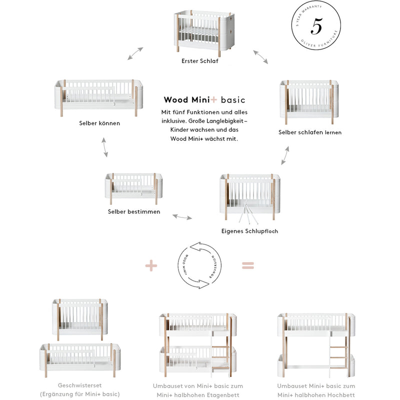 Oliver Furniture Wood Mini+ Juniorbett Weiß 68x162 cm