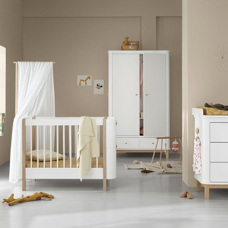 Oliver Furniture Wood Mini+ Basic baby bed white/oak 68x122 cm