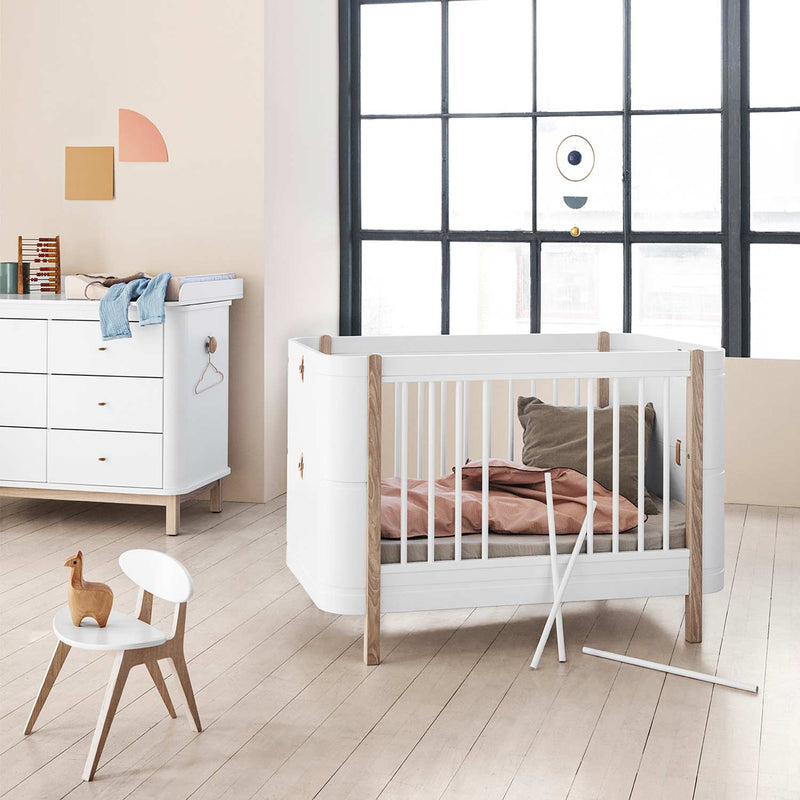 Oliver Furniture Wood Mini+ Basic baby bed white/oak 68x122 cm
