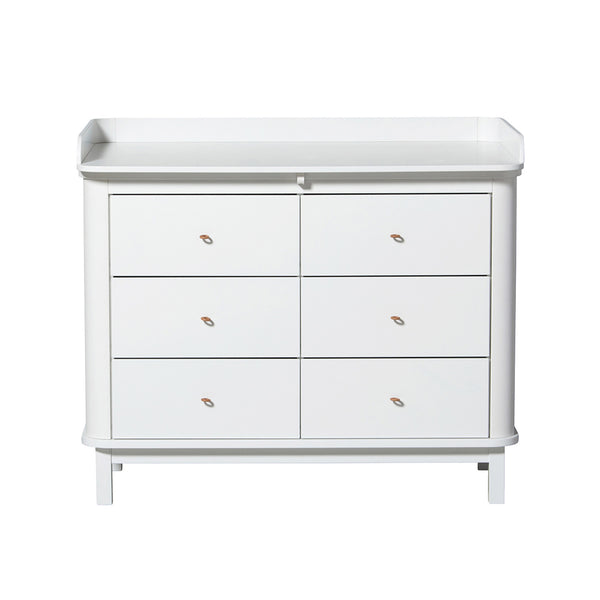 Oliver Furniture Wood Chest of 6 Drawers White + Changing Board Large