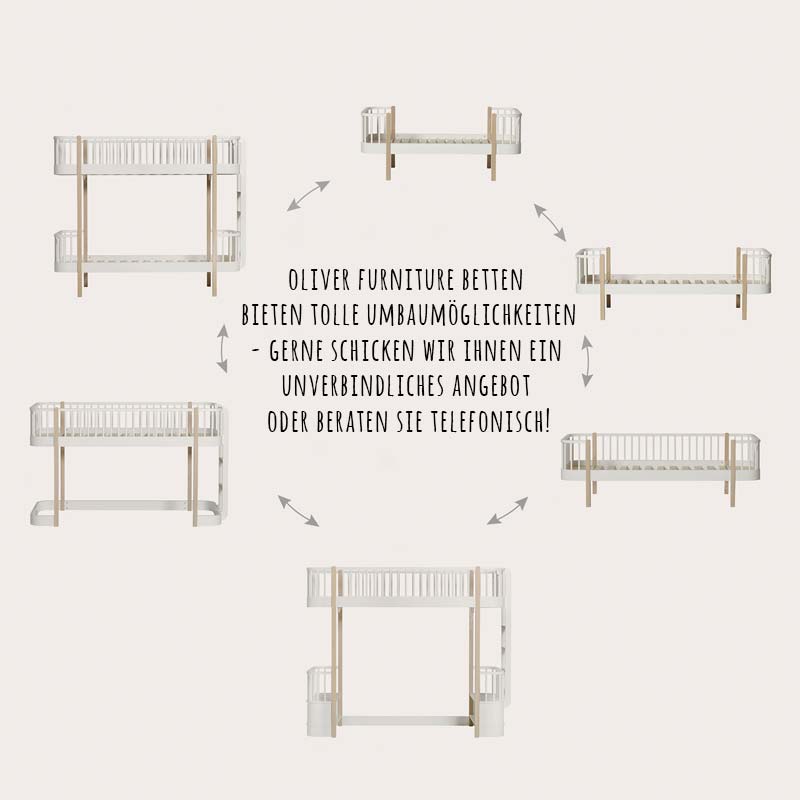 Oliver Furniture Wood Original Junior- und Kinderbett Weiß/Eiche 90x160 cm