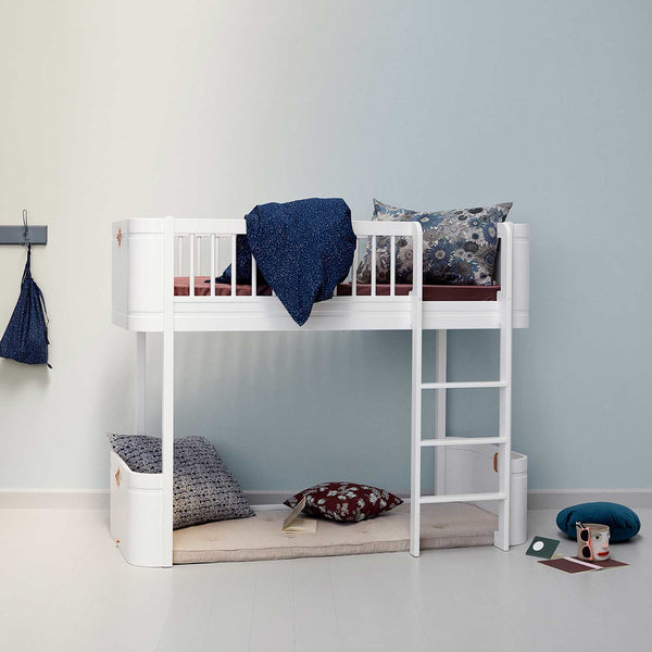 Oliver Furniture Wood Mini+ halbhohes Hochbett Mini Weiß 68x162 cm