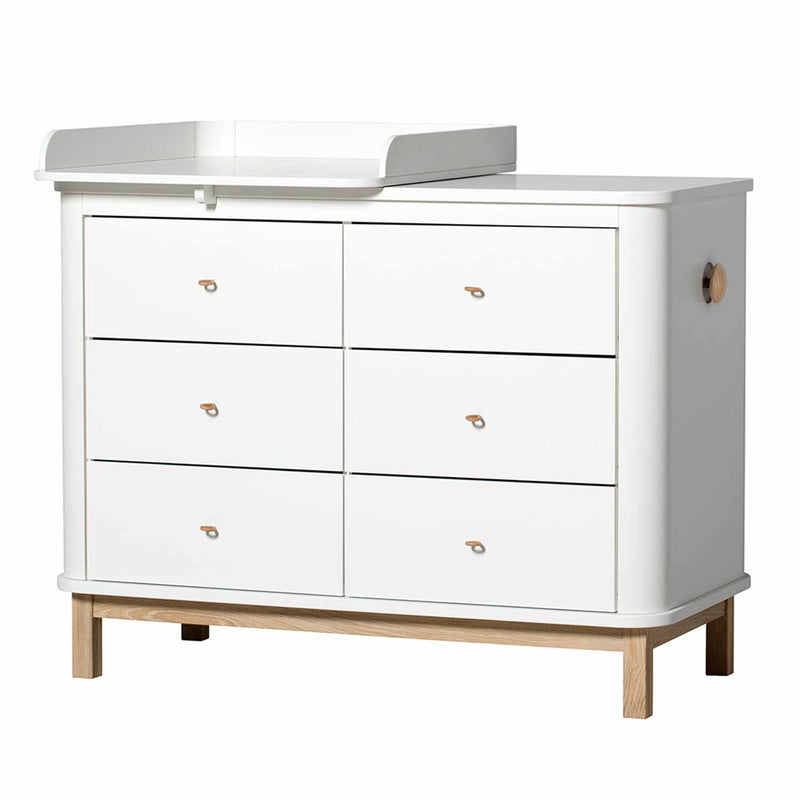 Oliver Furniture Wood changing table small for chest of drawers with 6 drawers White
