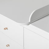 Oliver Furniture Wood Kommode mit 6 Schubladen Weiß/Eiche + Wickelplatte klein