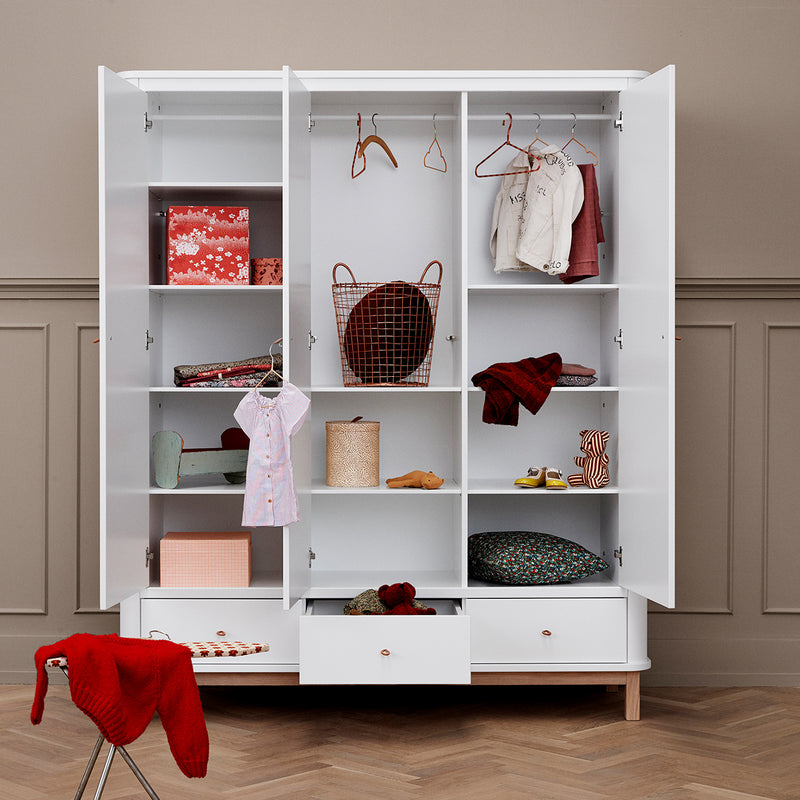 Oliver Furniture Wood Kleiderschrank 3-türig Weiß/Eiche – Engel & Bengel  Onlineshop
