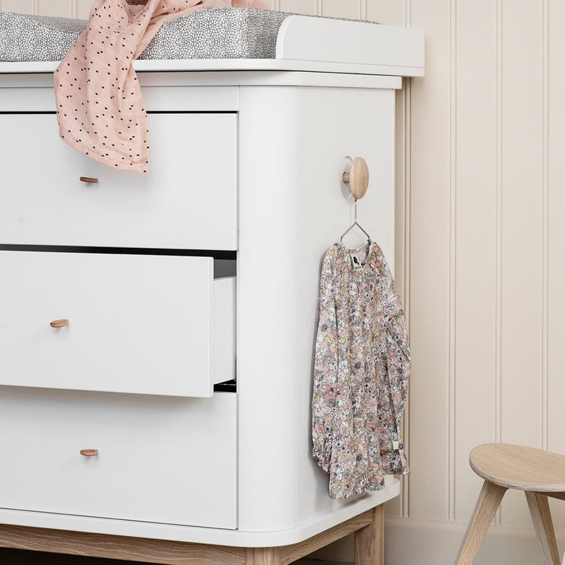 Oliver Furniture Wood Kommode mit 6 Schubladen Weiß/Eiche + Wickelplatte klein