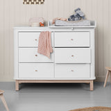 Oliver Furniture Wood Kommode mit 6 Schubladen Weiß/Eiche + Wickelplatte klein