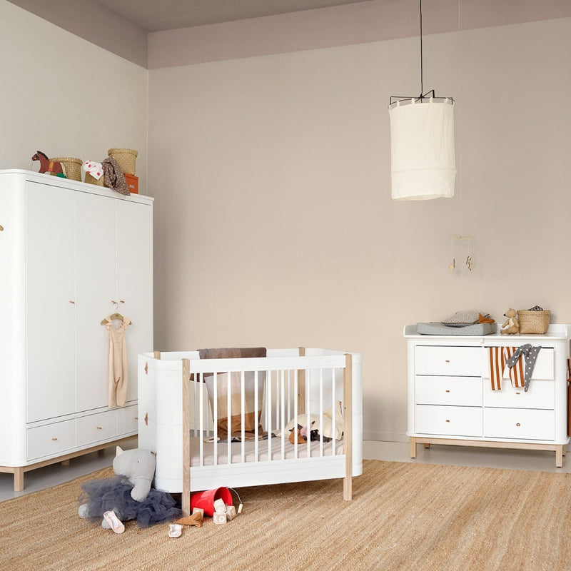 Oliver Furniture Wood Mini+ Basic baby bed white/oak 68x122 cm