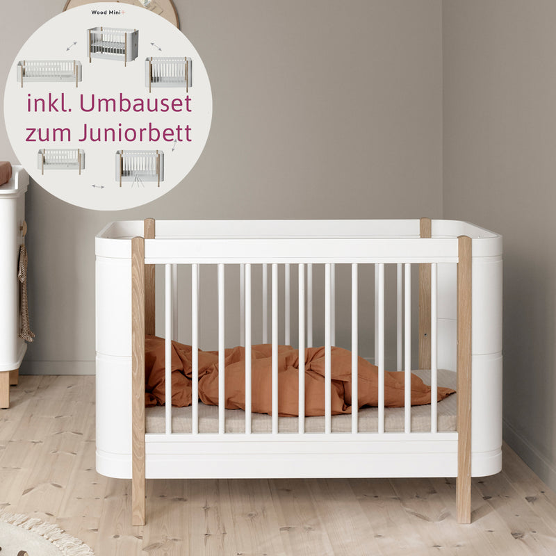 Oliver Furniture Wood Mini+ Basic baby bed white/oak 68x122 cm