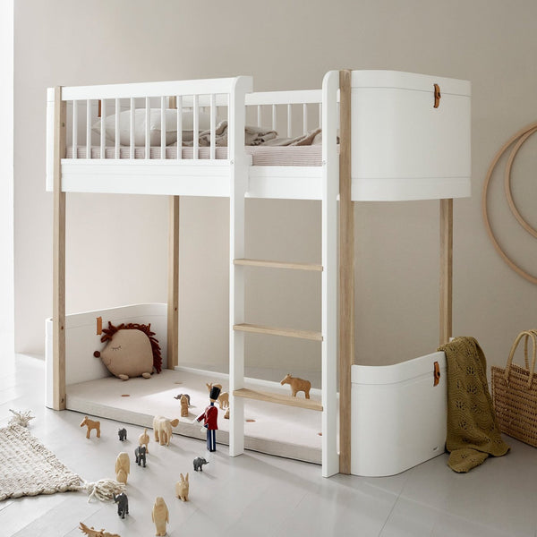 Oliver Furniture Wood Mini+ high loft bed Mini White/Oak 68x162 cm