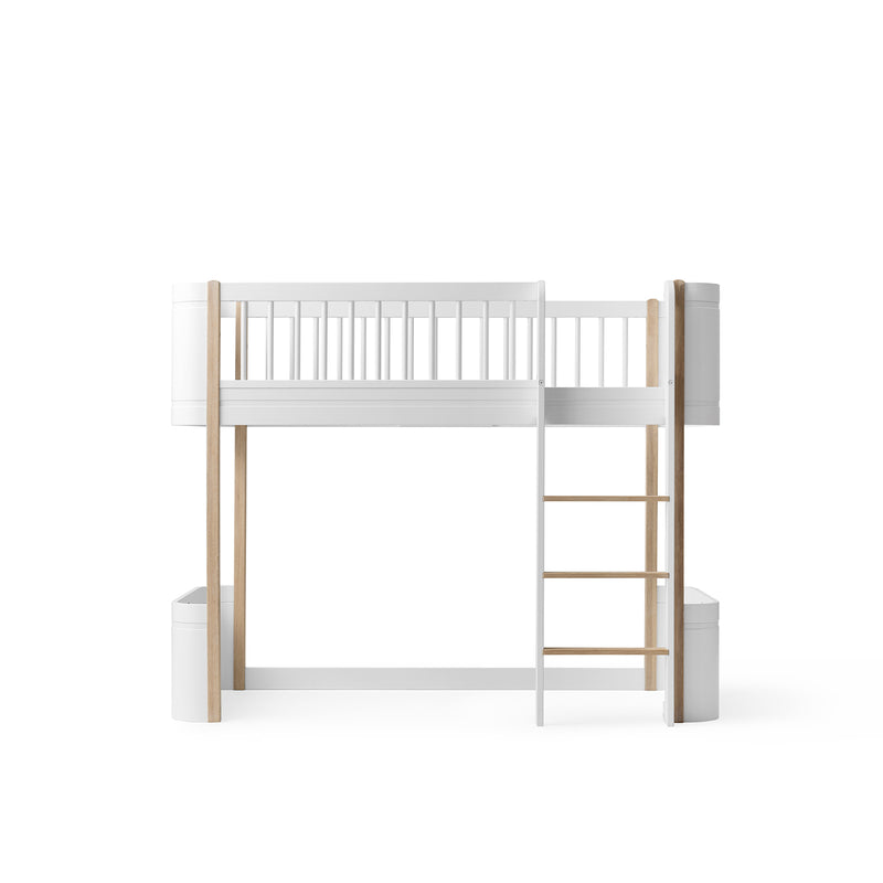 Oliver Furniture Wood Mini+ halbhohes Hochbett Mini Weiß/Eiche 68x162 cm