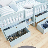 FLEXA Freja halbhohes Bett mit Schubladen blau 90x200 cm