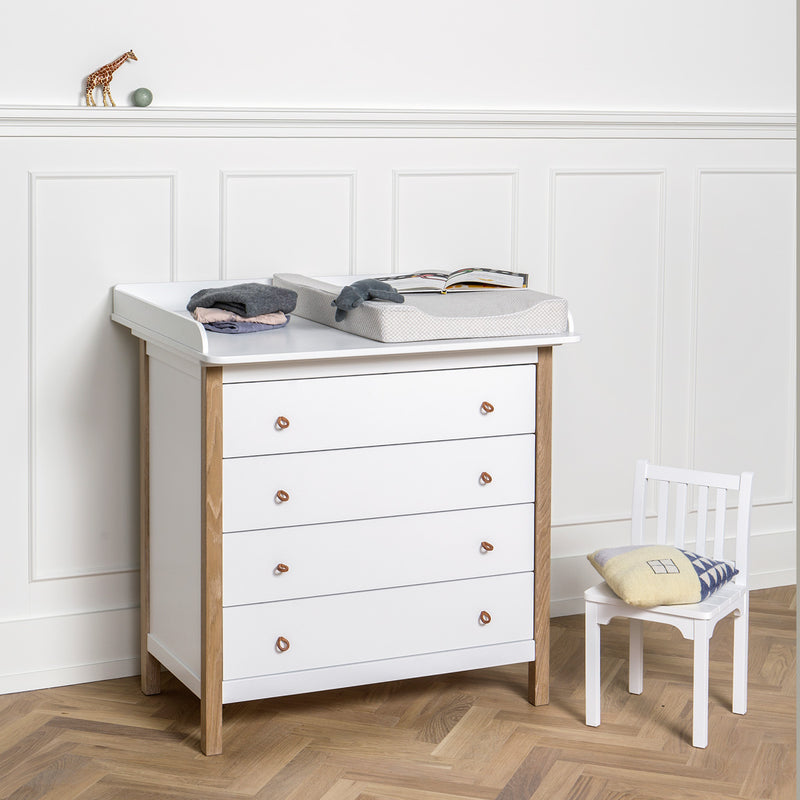 Oliver Furniture Wood Kommode mit 4 Schubladen Weiß/Eiche