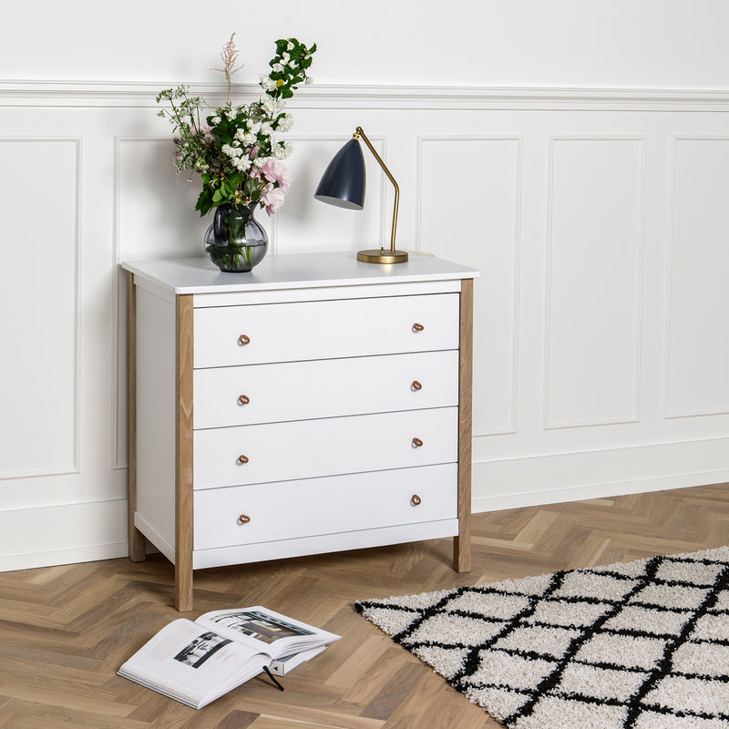Oliver Furniture Wood Kommode mit 4 Schubladen Weiß/Eiche