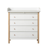 Oliver Furniture Wood Kommode mit 4 Schubladen Weiß/Eiche