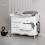 Oliver Furniture Wood Kommode mit 6 Schubladen Weiß/Eiche + Wickelplatte groß