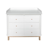 Oliver Furniture Wood Kommode mit 6 Schubladen Weiß/Eiche + Wickelplatte groß